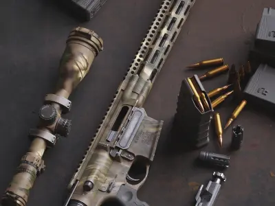 Daniel Defence DD5 rifle Low-poly 3D model