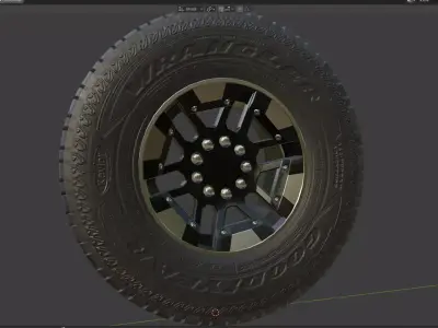 Wheel Hummer rim tyre with textures Low-poly 3D model