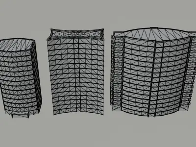 Cartoon skycrapers 2 Polygonal Style Low-poly 3D model