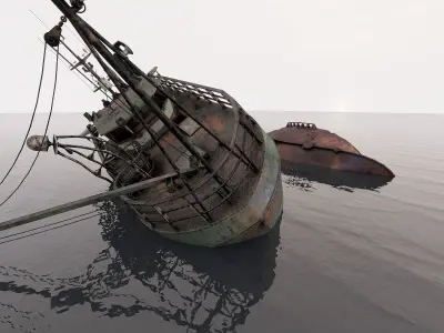 Fishing broken Trawler  3D model