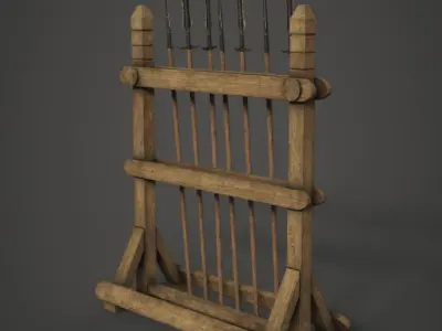 Spear Rack Low-poly 3D model