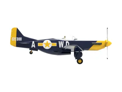 P-51 D MUSTANG  Low-poly 3D model