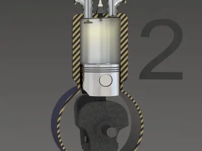 Four Stroke Engine Animation 3D model