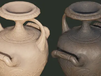 Ancient Ceramic Vase clay antique jug Low-poly 3D model