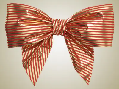 Low Poly Red Gold Bow 06 3D model