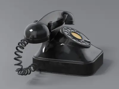 Retro Rotary Telephone PBR 3D model