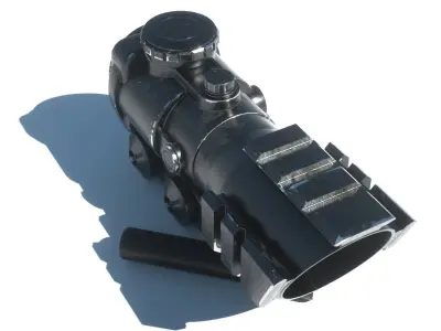 Weapon Set Collimator Scope and Silencer HP 3D model