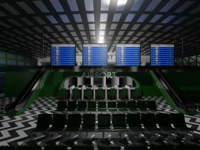 Airport interior Low-poly 3D model