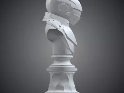 Futuristic Pilot Portrait High Detail Armor Statue PM-361 3D print model