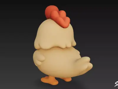 Cartoon Plush Chicken Low-poly 3D model