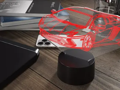 Hologram Lamp with Sport Car Red 3D model