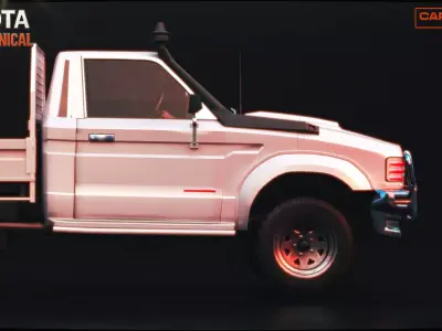 Toyota F70 Technical Clean White Pickup Vehicle Low-poly 3D model