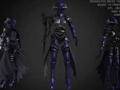 Overlord Albedo Full Armor and Axe for Cosplay 3D Model Collection