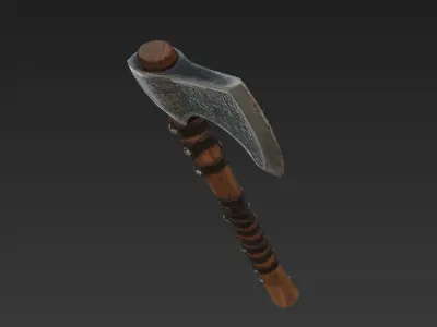 Ancient Viking Axe - Battle weapon with runic engravings 3D model
