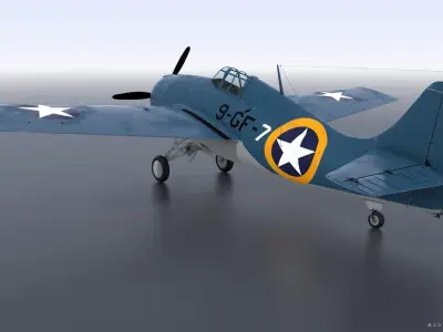 F4F-4 9-GF-7 - Not rigged Low-poly 3D model