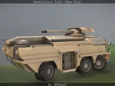 Amphibious Tank New Rig Free low-poly 3D model
