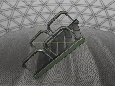 Sci-Fi Stairs - 27 - Green Version Low-poly 3D model