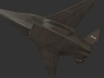 Sci-fi stealth jet aircraft Low-poly 3D model