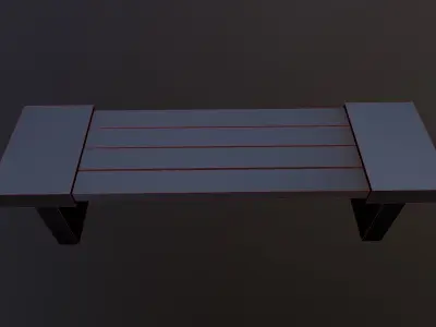 Bench Wood Concrete Low-poly 3D model