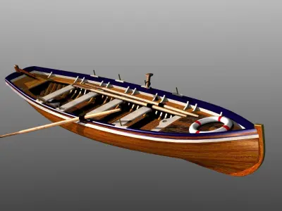 Captain Gig Boat 19th Century Low-poly 3D model