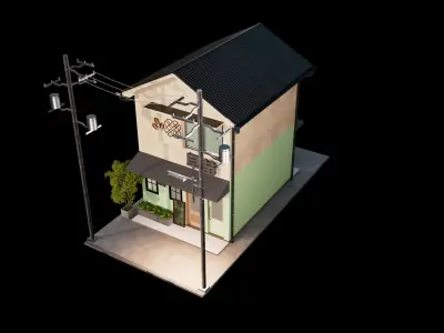 Japan Coffee Shop Store Front 3D model