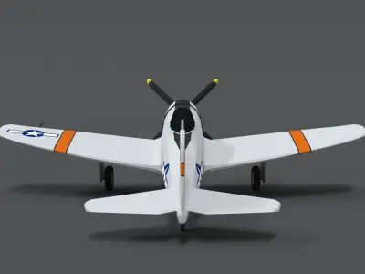 Low Poly Cartoon P-47 N Thunderbolt WWII Airplane Low-poly 3D model