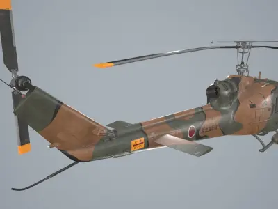 Bell UH-1B JGSDF 2 Complex Animation Low-poly 3D model
