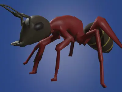 Animated model of an ant Low-poly 3D model