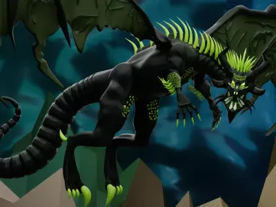 Abyssal Black Dragon Low-poly 3D model