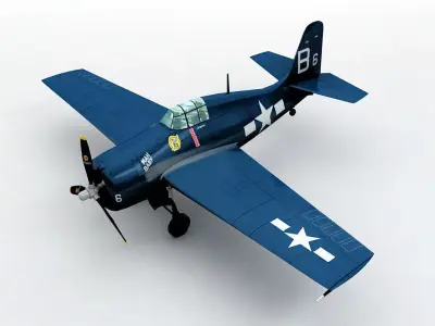 Grumman FM-2 Wildcat Aircraft Low-poly 3D model