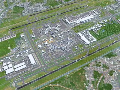 Jakarta Soekarno - Hatta Airport 10km Low-poly 3D model