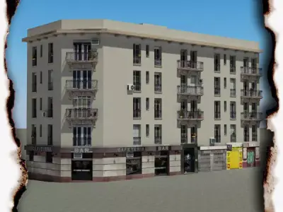 Building apartment Low-poly 3D model