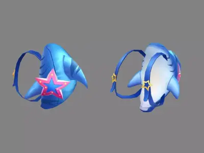 Cartoon shark backpack Low-poly 3D model