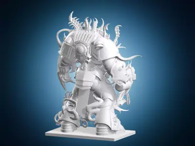 Chaos Corrupted Space Marine Miniature 3D print model
