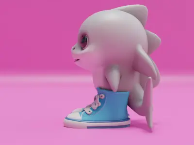 Baby Tralalero Tralala Boy Blue Italian brainrot Character Low-poly 3D model