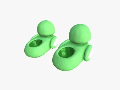 Slippers J04 Green Bird - Costume Character Design Low-poly 3D model