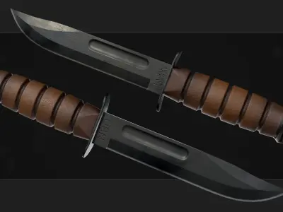 Combat Military Knife KA-BAR  Low-poly 3D model