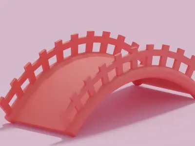 Cartoon Cute Bridge Low-poly 3D model