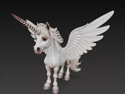 Unicorn Realistic 3D Model Basic - Low Poly Realistic Low-poly 3D model