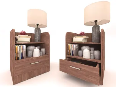 Bedside Table Walnut Wood 3d Model Free 3D model