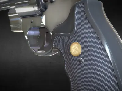 Magnum 357 Revolver Gun Weapon 3D PBR Game Ready Low Poly Low-poly 3D model