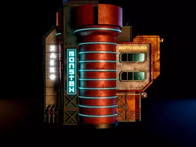 SCIFI CYBERPUNK FUTURISTIC NEON BUILDING 06 Low-poly 3D model