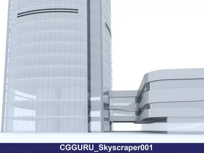 Low-poly high-rise skyscraper Low-poly 3D model