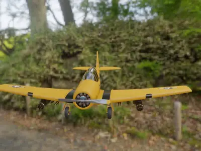 airplane t6 texan  low poly Low-poly 3D model