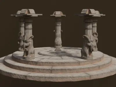 Stone Pillar Design 01 Low-poly 3D model