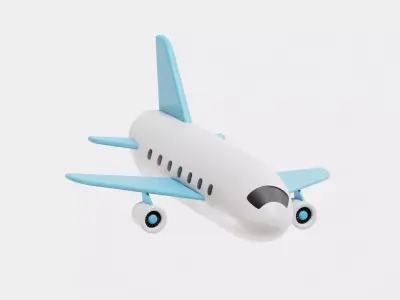 Airplane cartoon Low-poly 3D model