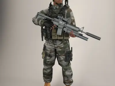 Soldier Ultimate Black Rigged 3D model