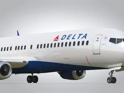 Boeing 737-800 Delta Airlines Low-poly 3D model