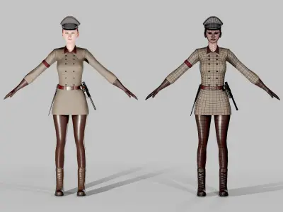 Military Girl Game Ready Character Low-poly 3D model