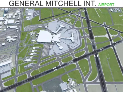 General Mitchell International Airport 10km Low-poly 3D model